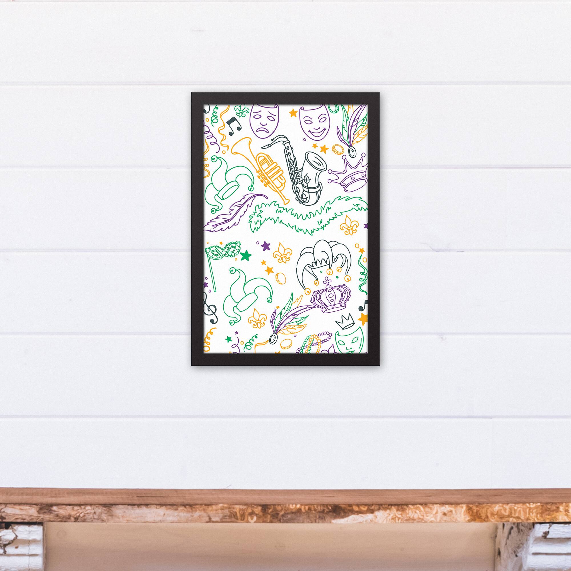 Mardi Gras Things Black Floating Framed Canvas